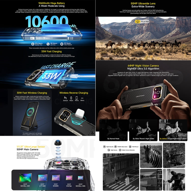 Ulefone Armor 27 Rugged Phone, 12GB+256GB, Night Vision, 10600mAh, 6.78 inch Android 14 MediaTek Helio G99 Octa Core, Network: 4G, NFC, OTG, Armor 27 Ulefone Armor 27 Rugged Phone, 12GB+256GB, Night Vision, 10600mAh, 6.78 inch Android 14 MediaTek Helio G99 Octa Core, Network: 4G, NFC, OTG, Armor 27